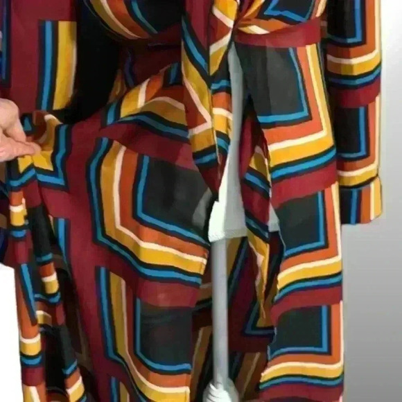 Swimsuit Cover Retro Print Open Tie FrontSize Medium - Picture 4 of 5